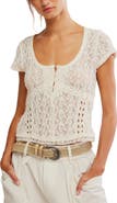 Free People Claro Semi Sheer Lace & Tulle Top