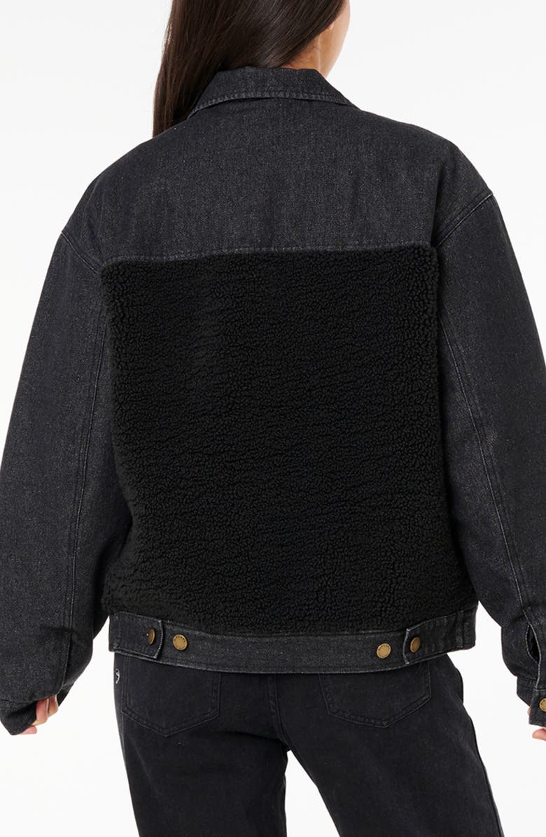 Rip Curl Cruisin Fleece Trim Denim Jacket, Alternate, color, Black