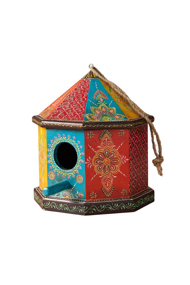 Sarkas Hand Painted Birdhouse with Perch, Main, color, Brown