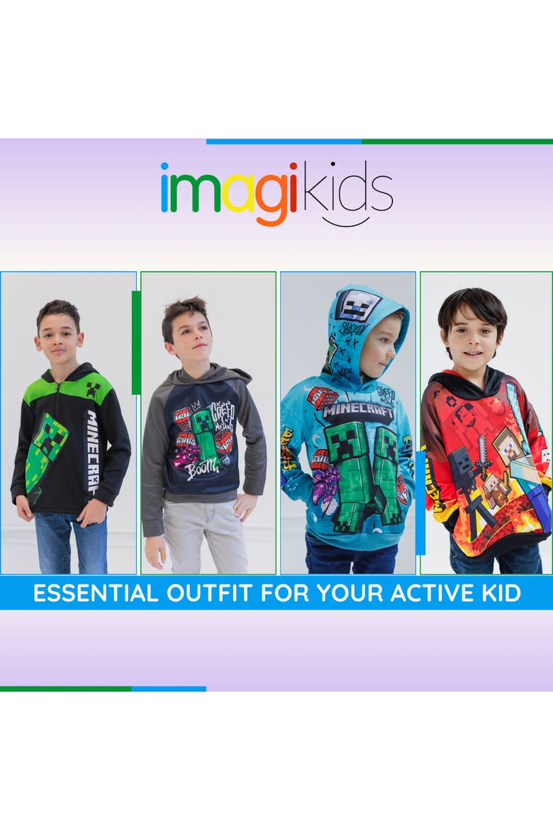Fleece Hooded Sweatshirt (little Kid & Big Kid), Alternate, color, Charcoal Grey
