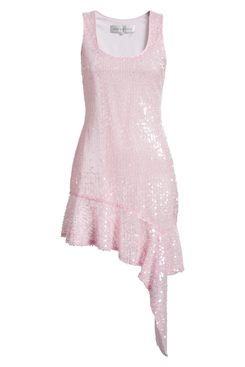 Sequin Cascade Ruffle Dress, Alternate, color, PINK