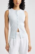 Open Edit Rib Button-Up Tank