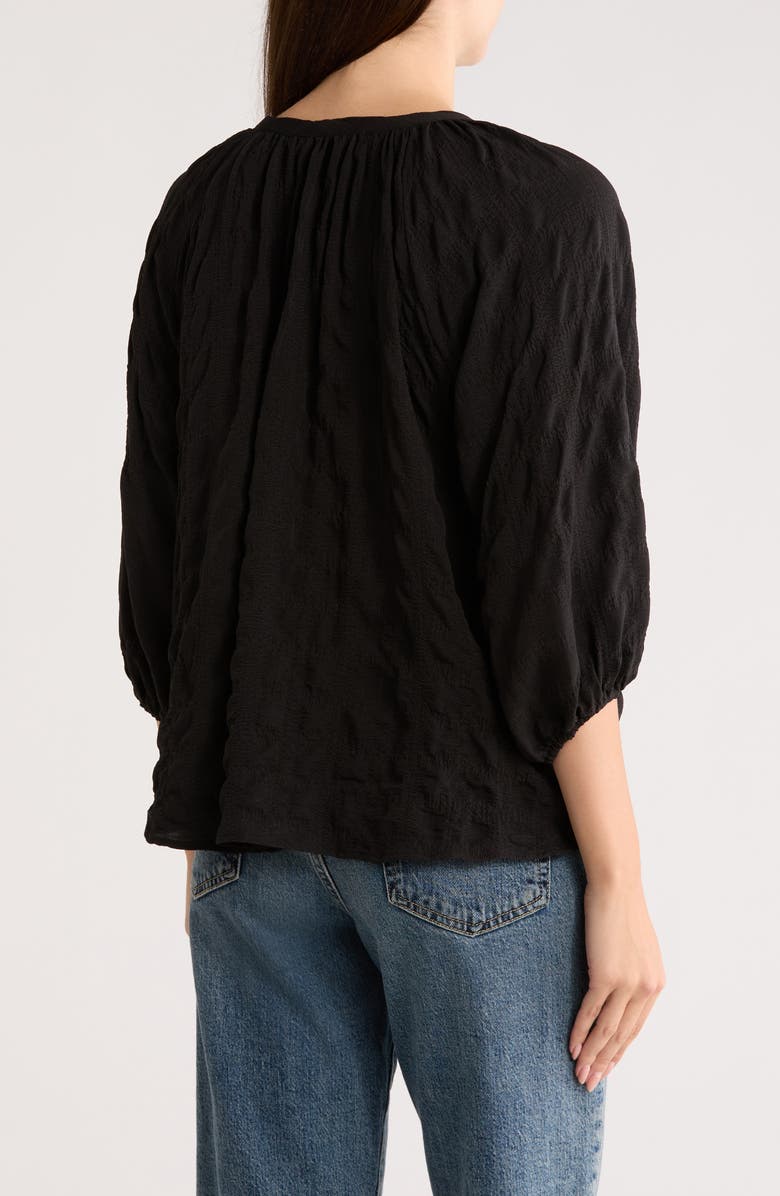 Renee C Tie Keyhole Puff Sleeve Top, Alternate, color, Black