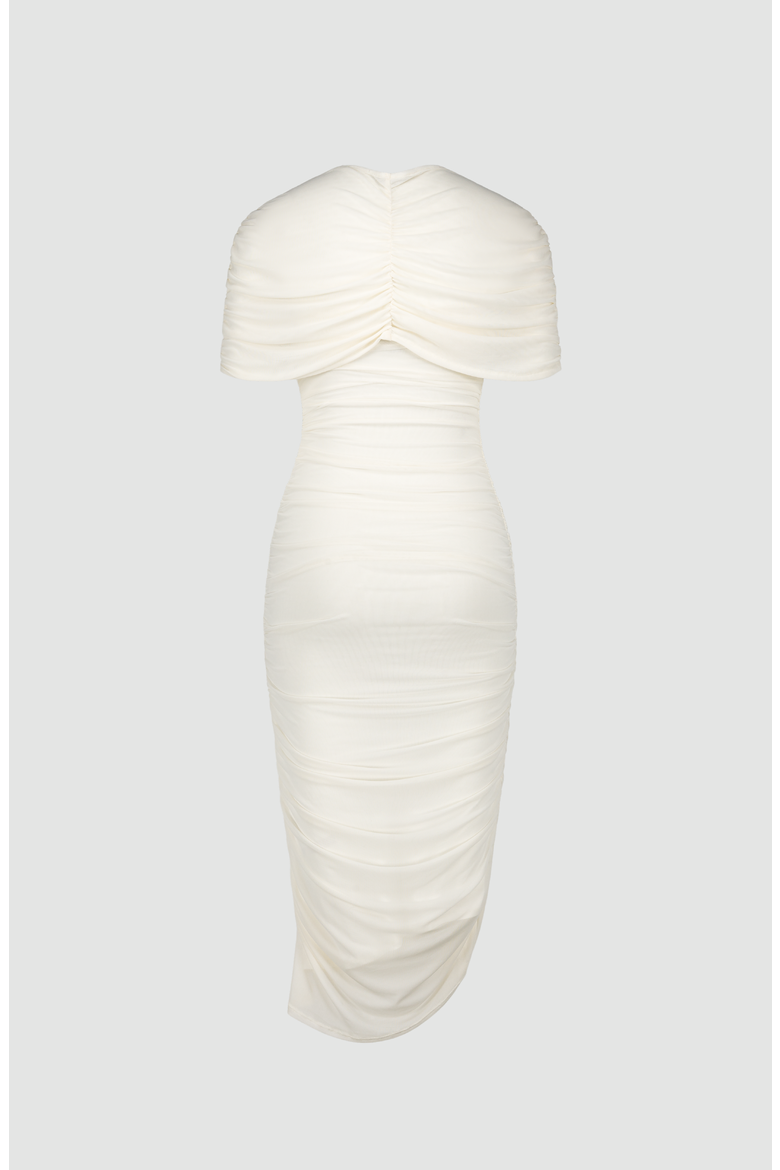 Zola Mesh Cape Midi Dress, Alternate, color, Cream