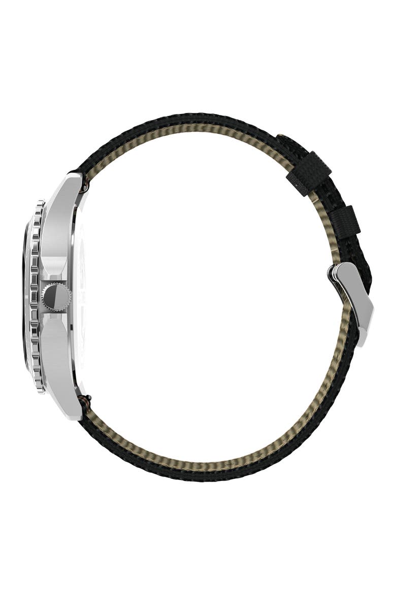 Navi XL Textile Strap Watch, 41mm, Alternate, color, RED MULTI/ BLACK/ SILVER
