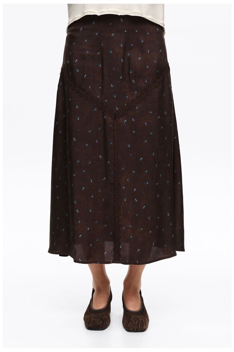 Floral Lace A-line Midi Skirt, Alternate, color, BIMBA Y LOLA  FLOWERS