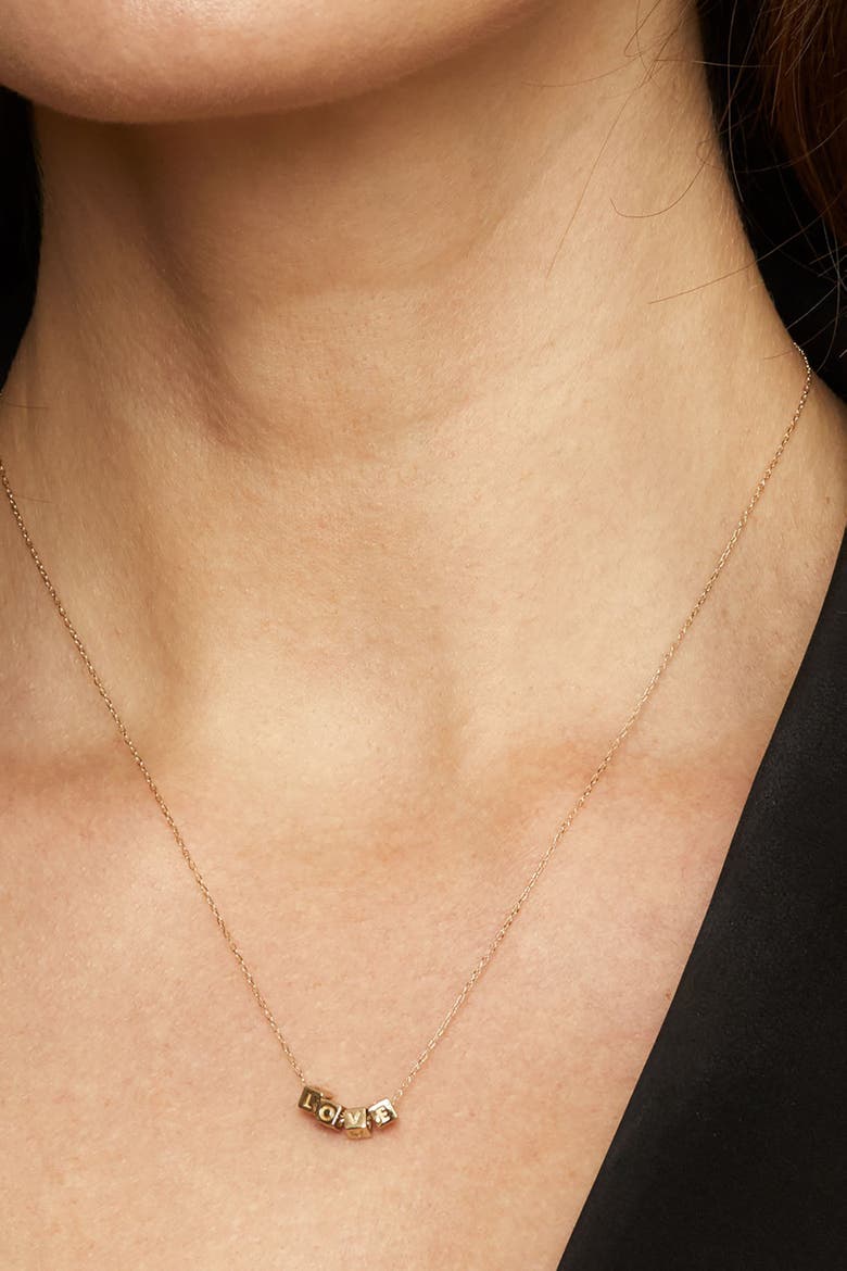 14K Yellow Gold Love Cubed Necklace, Alternate, color, Yellow Gold