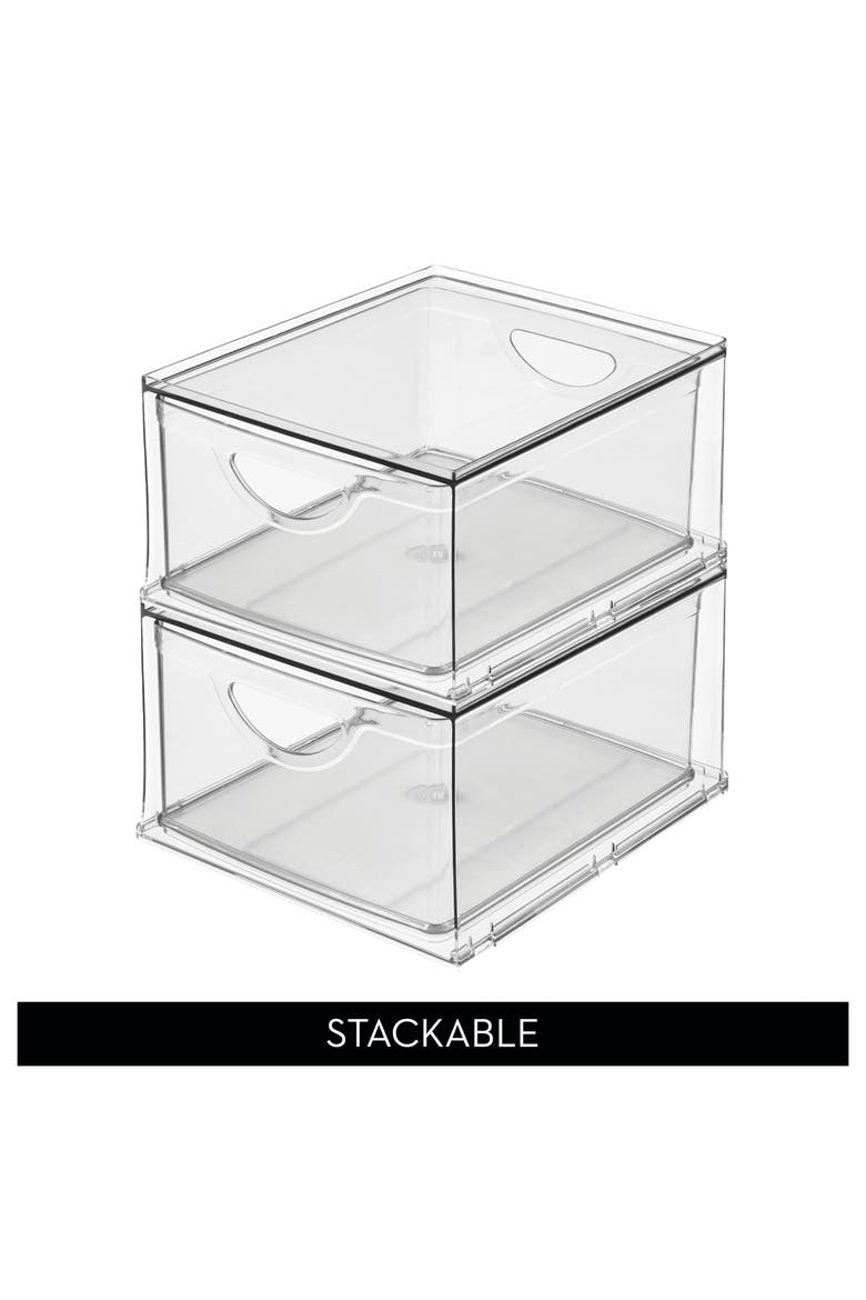 Stackable Kitchen Storage Drawer for Fridge, Pantry, Under-Sink, or Cabinet - Set of 4 - Clear, Alternate, color, Clear