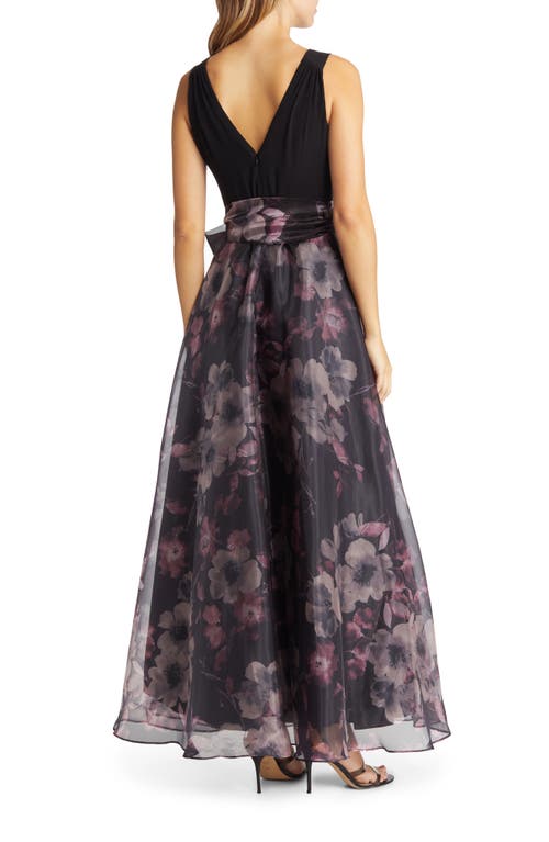 Eliza J Sleeveless Faux Wrap Ballgown In Black