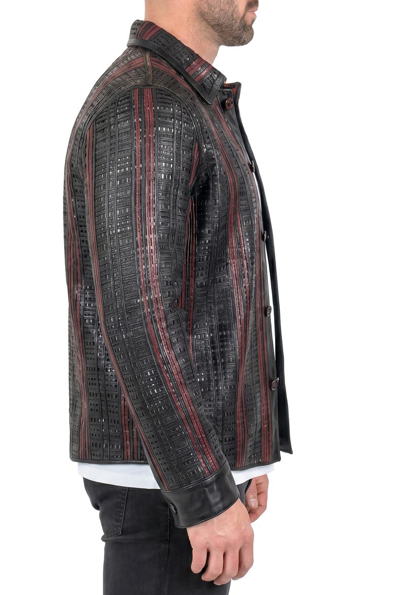 Leather Basket Weave Jacket, Alternate, color, BLACK