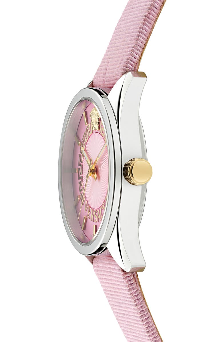 Versace New V-Circle Fabric Strap Watch, 36mm, Alternate, color,