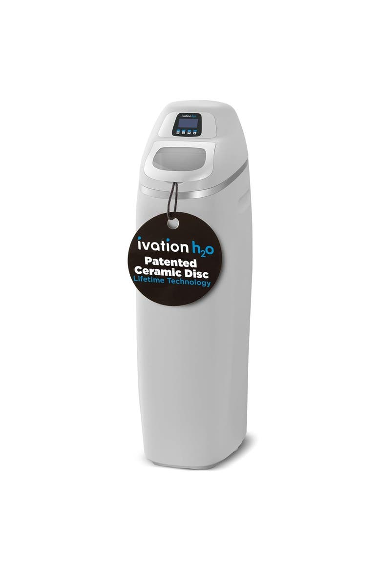 H2O 40,000 Grain Water Softener System, Whole House Water Softener w/Patented Ceramic Discs, Main, color, White