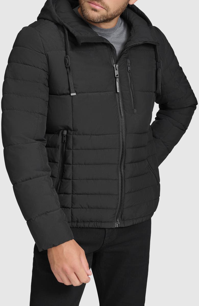 Andrew Marc Mixed Quilting Hooded Jacket, Main, color,