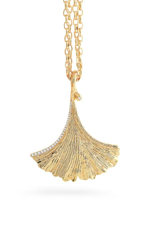 Anabel Aram Jewelry Gingko Cubic Zirconia Pendant Necklace In Gold
