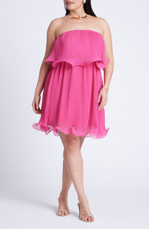 Ruffle Hem Strapless Minidress