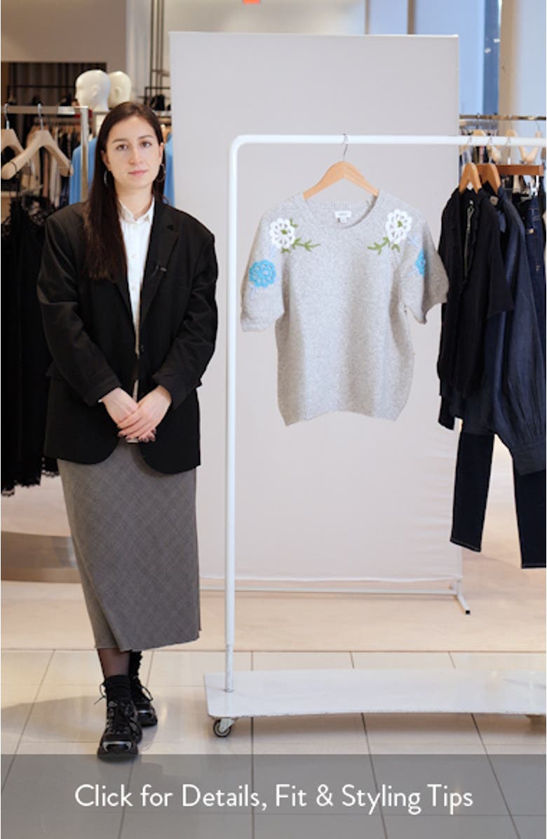 Floral Embroidered Short Sleeve Sweater, sales video thumbnail