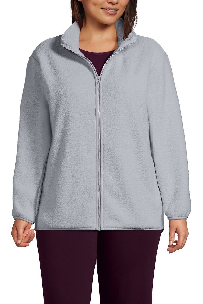 Plus Size Cozy High Pile Full Zip Fleece Jacket, Main, color, Pale Gray