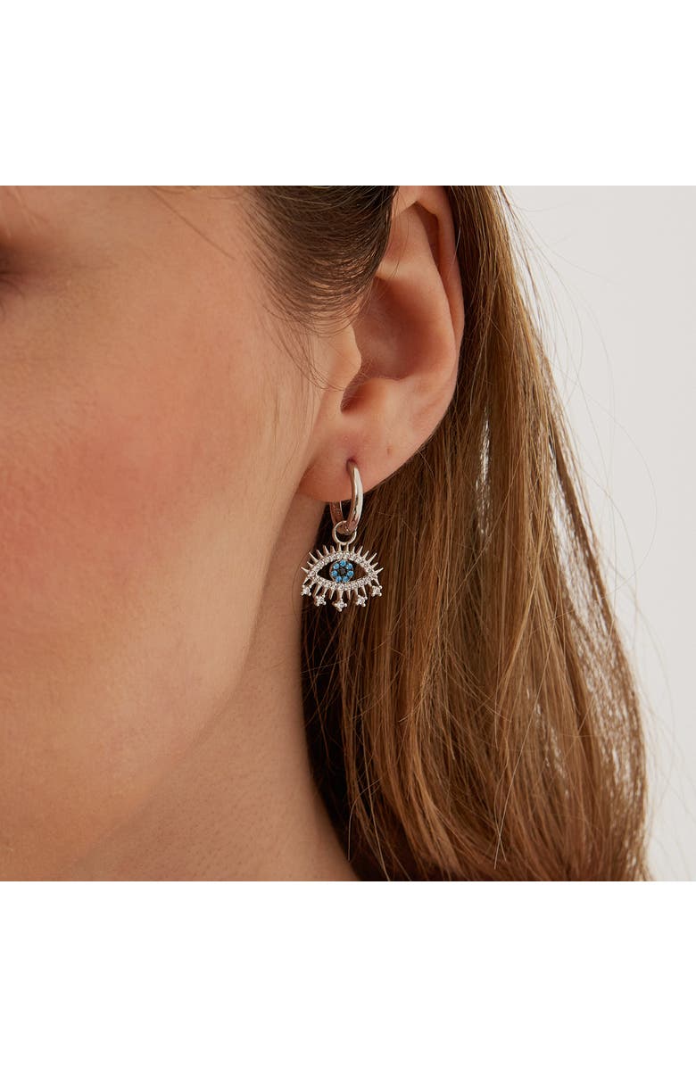 Spero London Evil Eye Earring Blue Eye Eyelash Sterling Silver Earring, Alternate, color, Silver