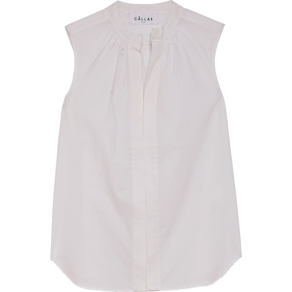 Callas Milano Olympia Poplin Shortsleeve Top In White
