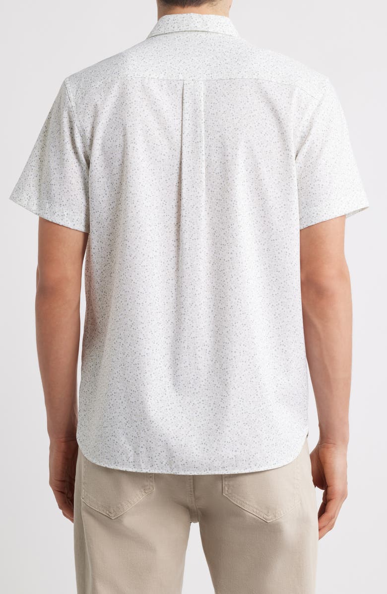 Nordstrom Floral Short Sleeve Stretch Button-Up Shirt, Alternate, color, White Tiny Floral