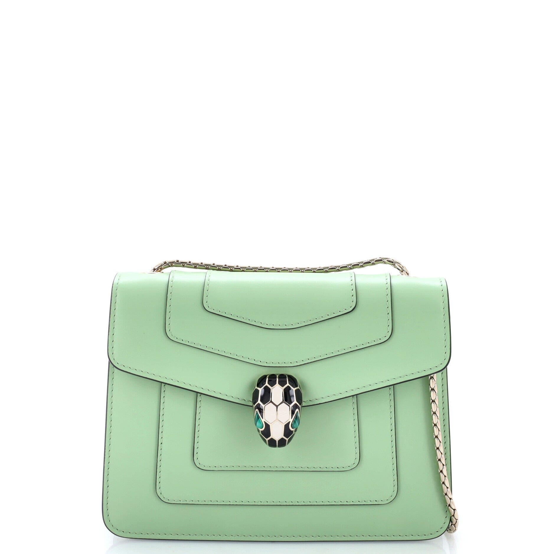 Serpenti Forever Square Shoulder Bag Leather Small, Main, color, Green