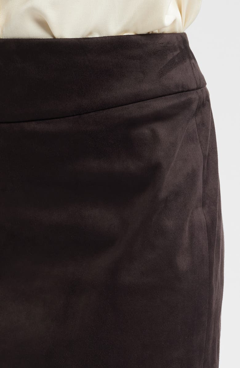 Tahari ASL Faux Suede Skirt, Alternate, color, Espresso