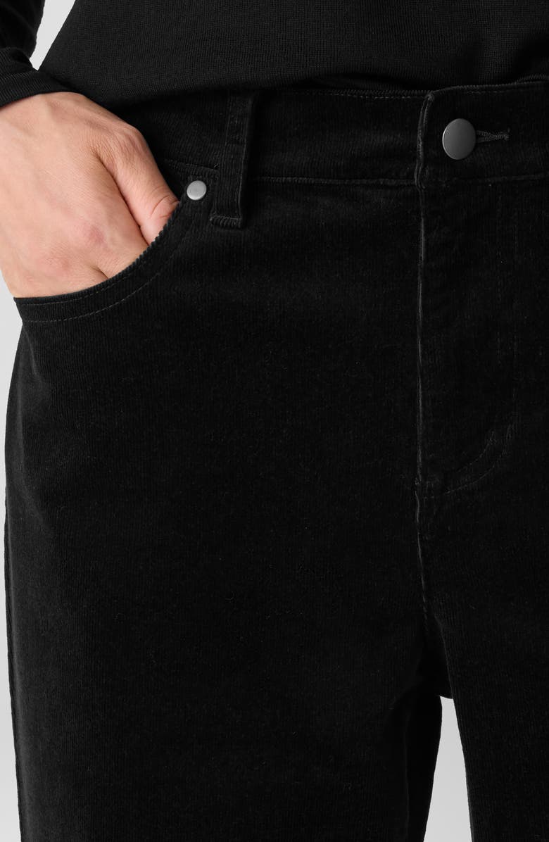 Eileen Fisher Stretch Organic Cotton Straight Corduroy Pants, Alternate, color, Black