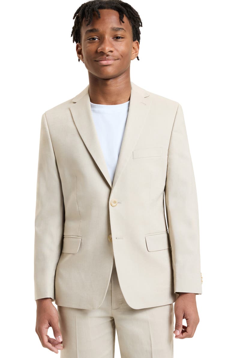 Michael Kors Kids' Khaki Solid Linen Blend Sport Coat, Main, color, Khaki