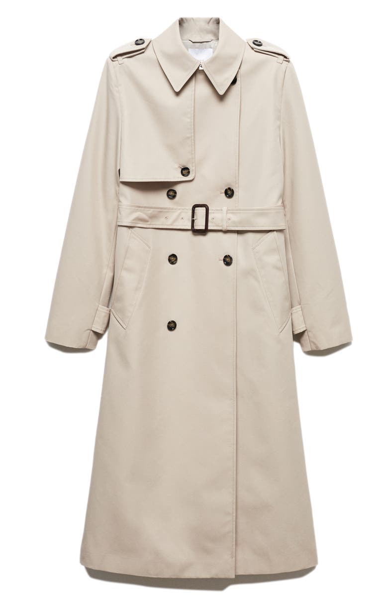 MANGO Double Breasted Water Repellent Trench Coat, Alternate, color,