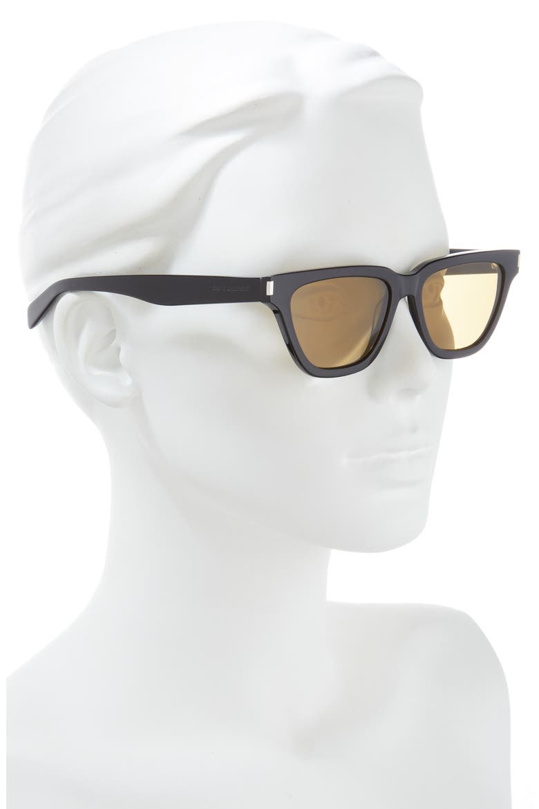 53mm Cat Eye Sunglasses, Alternate, color, BLACK BLACK YELLOW