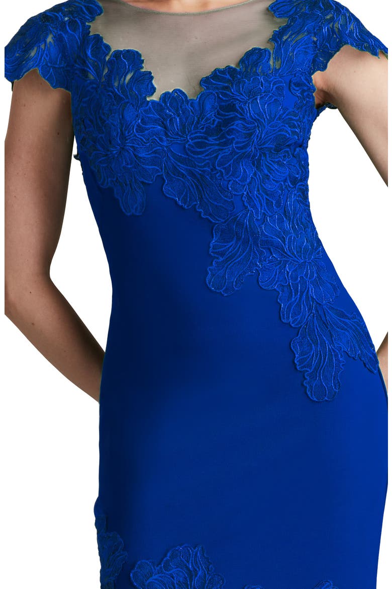 Embroidered Floral Detail Cocktail Sheath Dress, Alternate, color, BLUE BELL