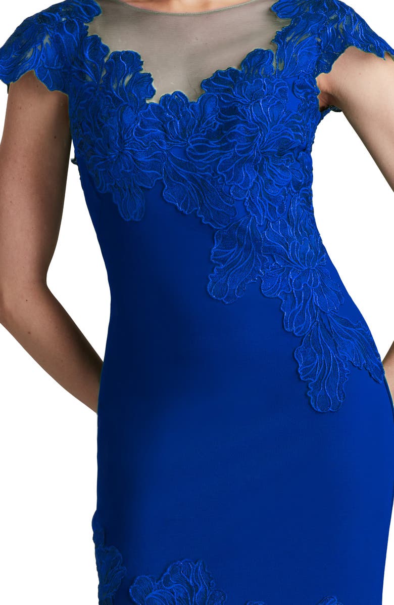 Tadashi Shoji Embroidered Floral Detail Cocktail Sheath Dress, Alternate, color, Blue Bell