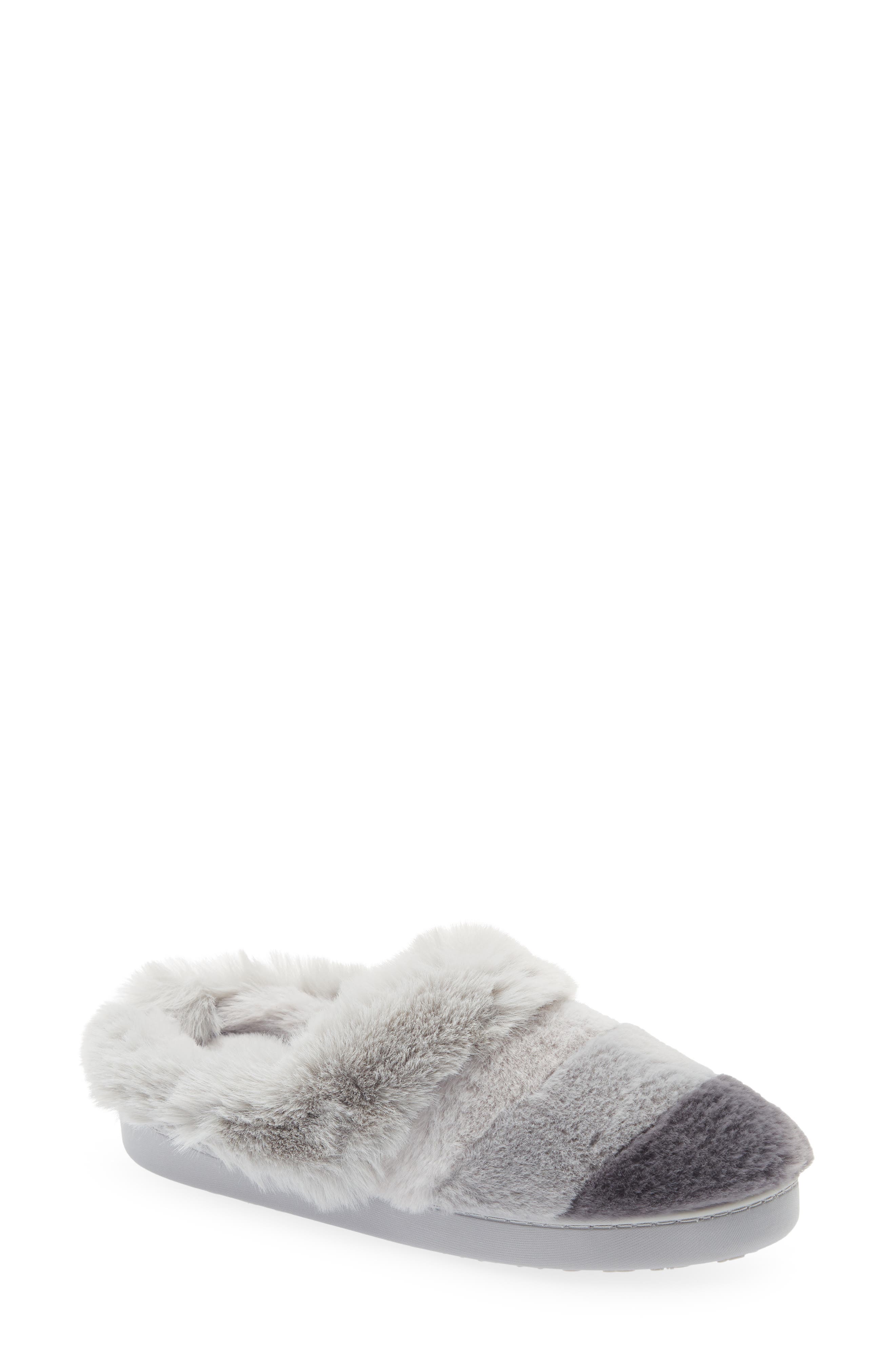 Colorblocked Faux Fur Scuff Slipper