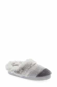 Colorblocked Faux Fur Scuff Slipper