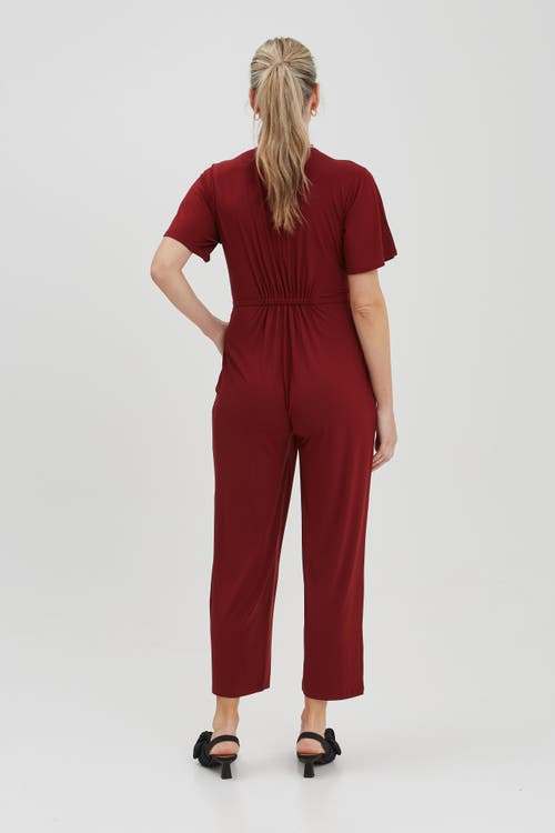 Nom Maternity Lucia Jersey Maternity Jumpsuit In Burgundy