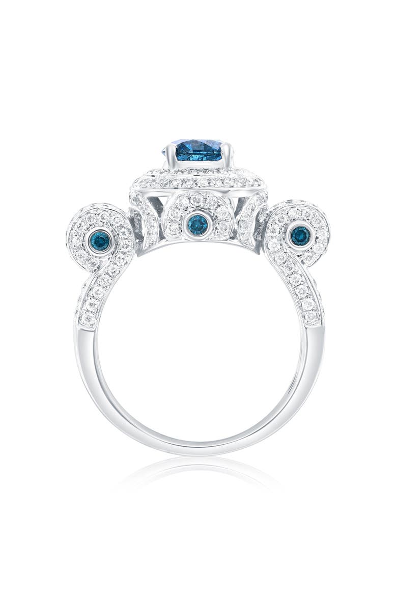 14K White Gold 0.96ct Blue Diamond & 0.92cttw Diamond Ring, Alternate, color, White Gold