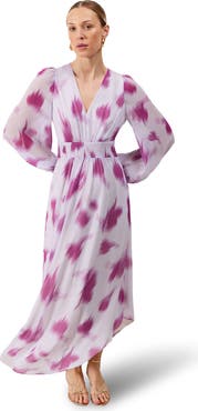 Ro&Zo Anya Blurred Floral Smock Waist Dress