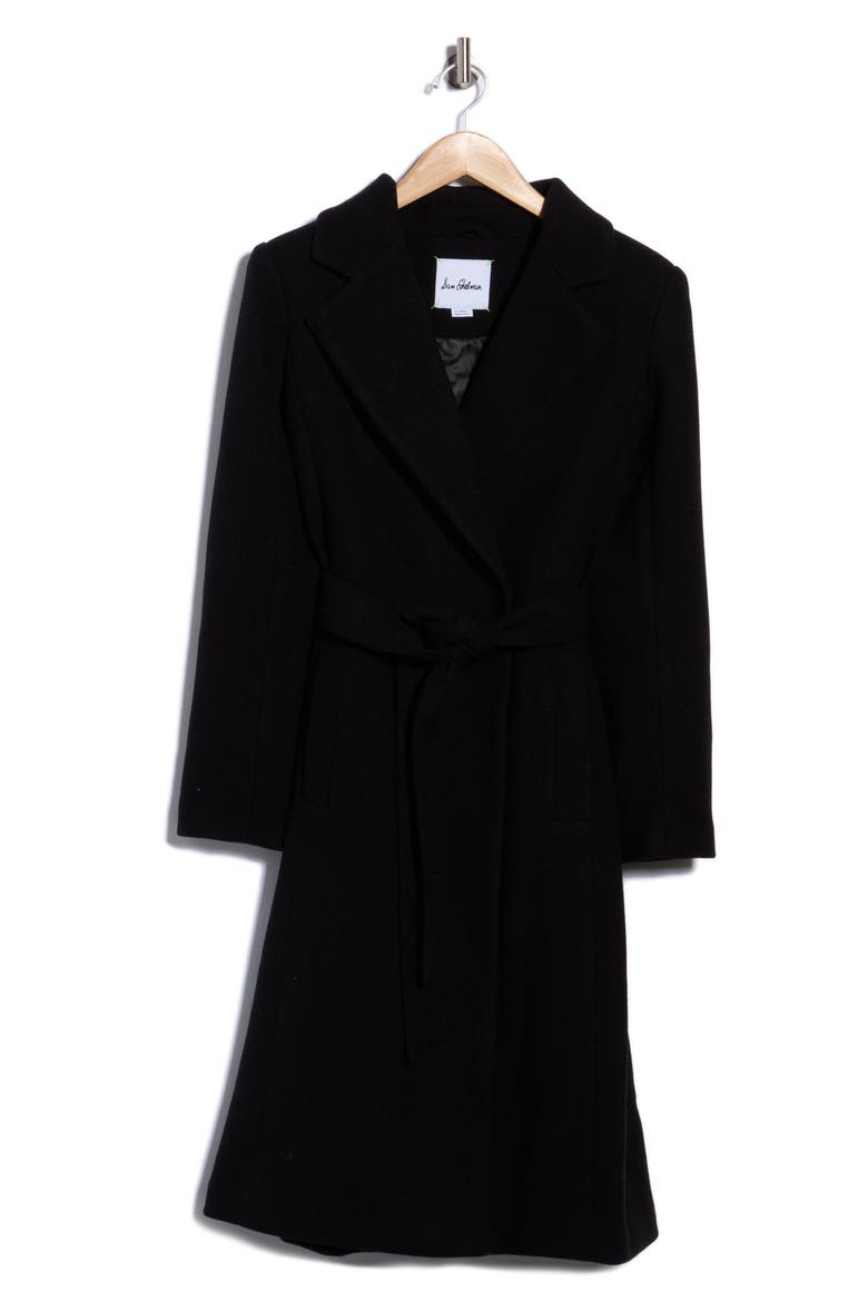 Belted Wrap Coat, Main, color, BLACK