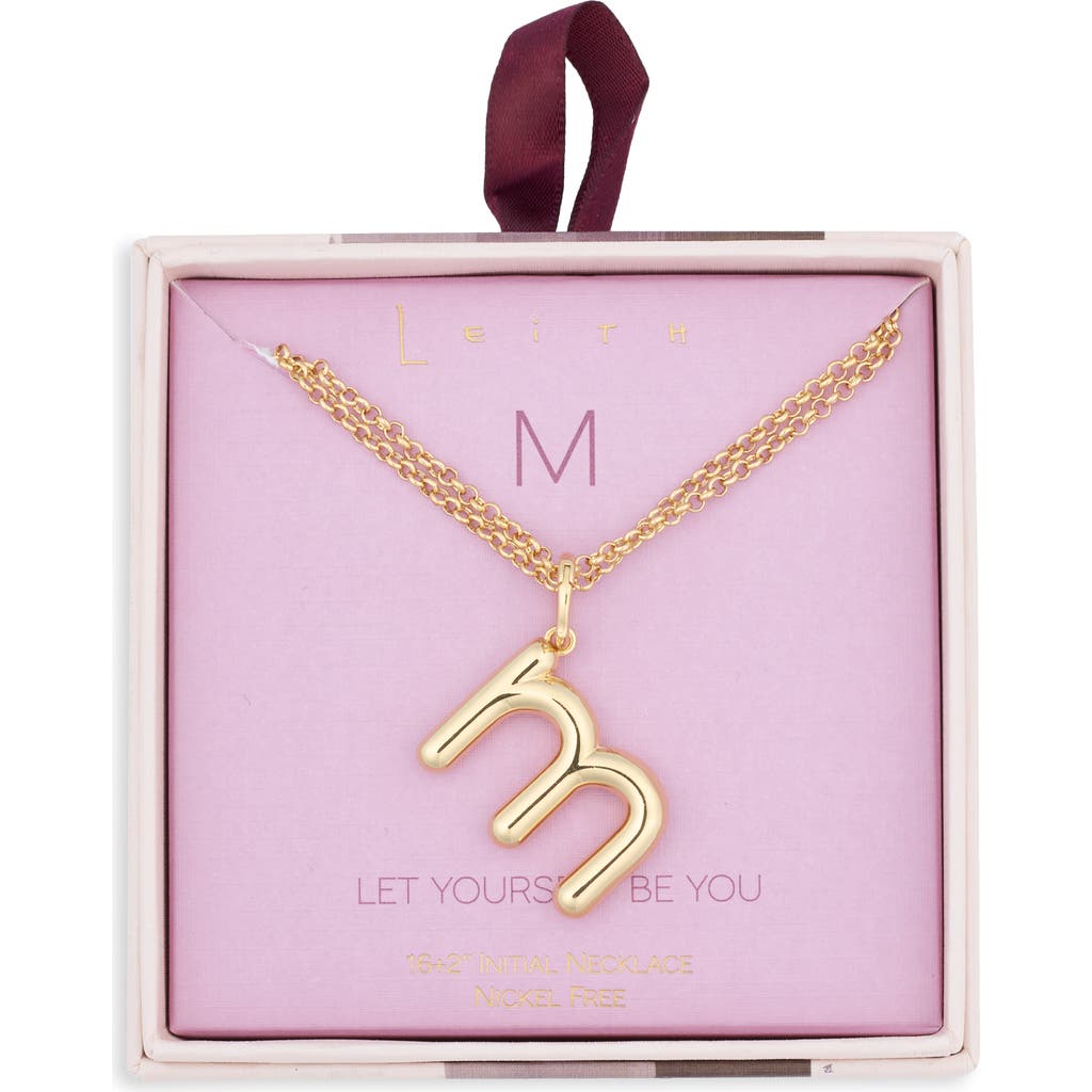 Leith Lowercase Initial Bubble Pendant Necklace In Gold