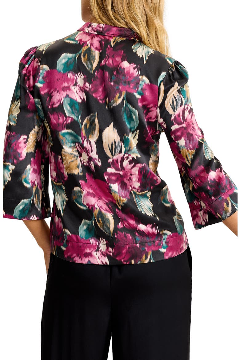 Jeweled Blooms Silk Top, Alternate, color, BLACK