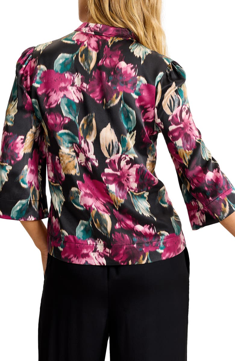 Tommy Bahama Jeweled Blooms Silk Top, Alternate, color, Black