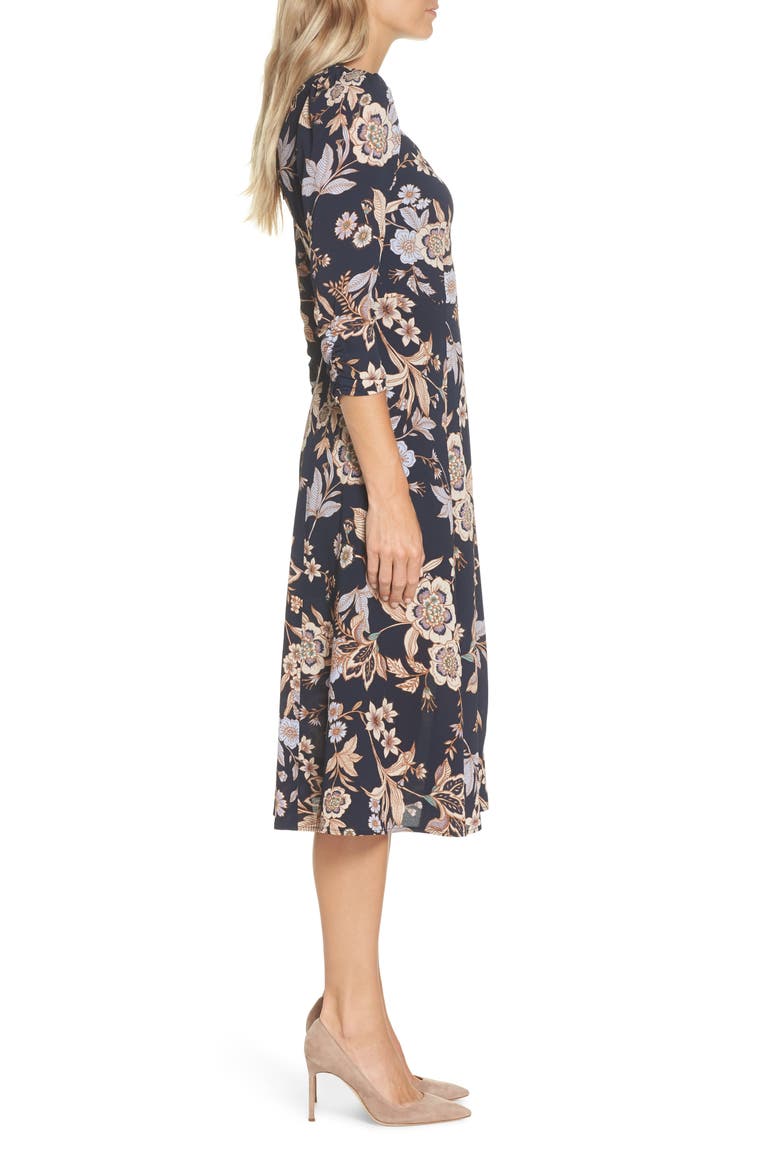 Floral Midi Dress, Alternate, color, NAVY
