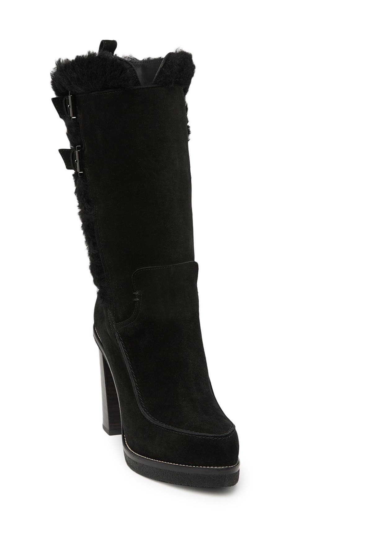 Tod's Buckled Leather Block Heel Boot, Main, color, 