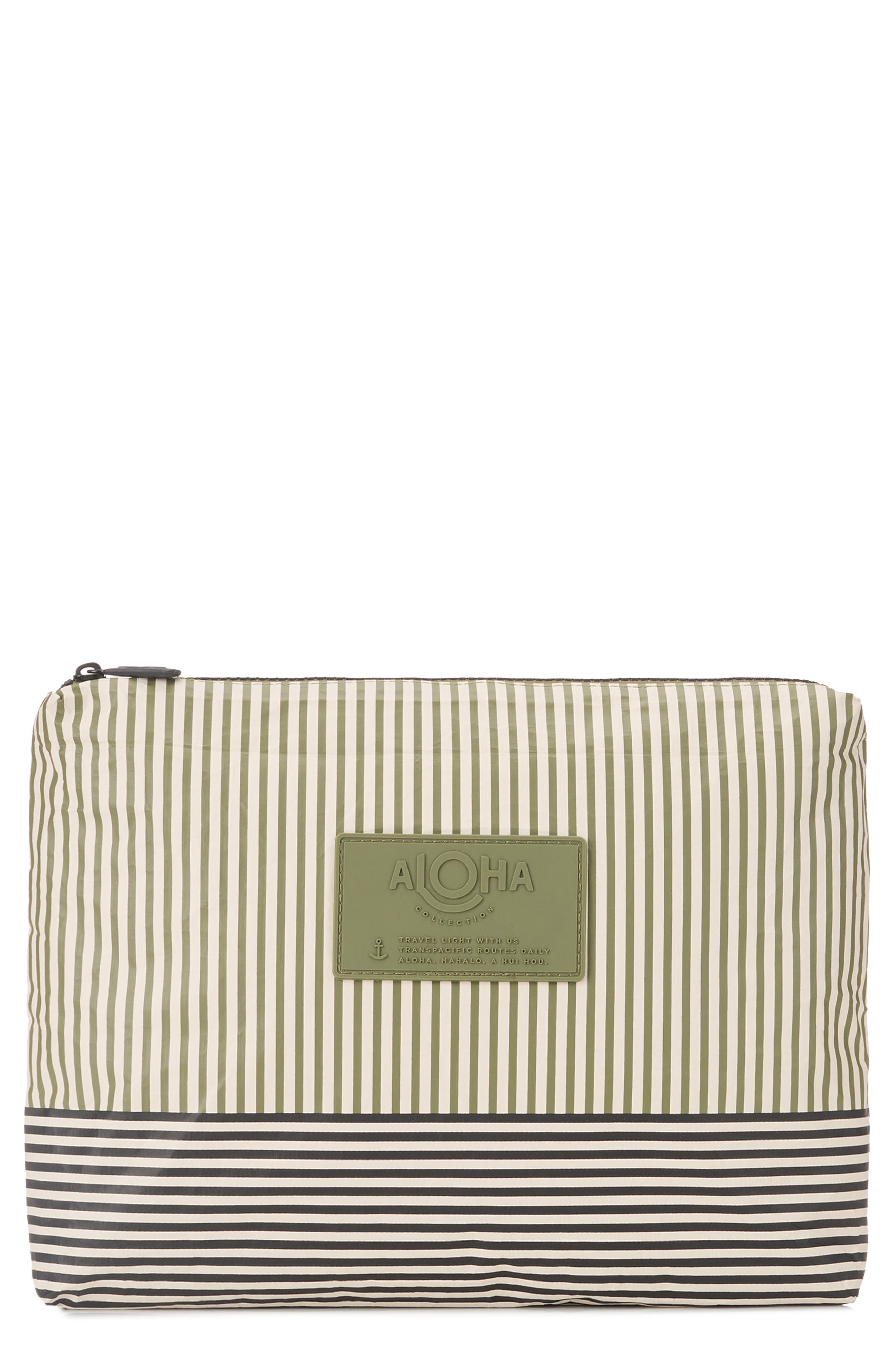 Aloha Collection Mid Cabana Water Resistant Pouch, Main, color, Olive/ Sandstone