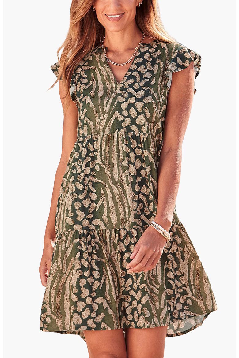 Animal Print Tiered Dress, Main, color, Animal Print