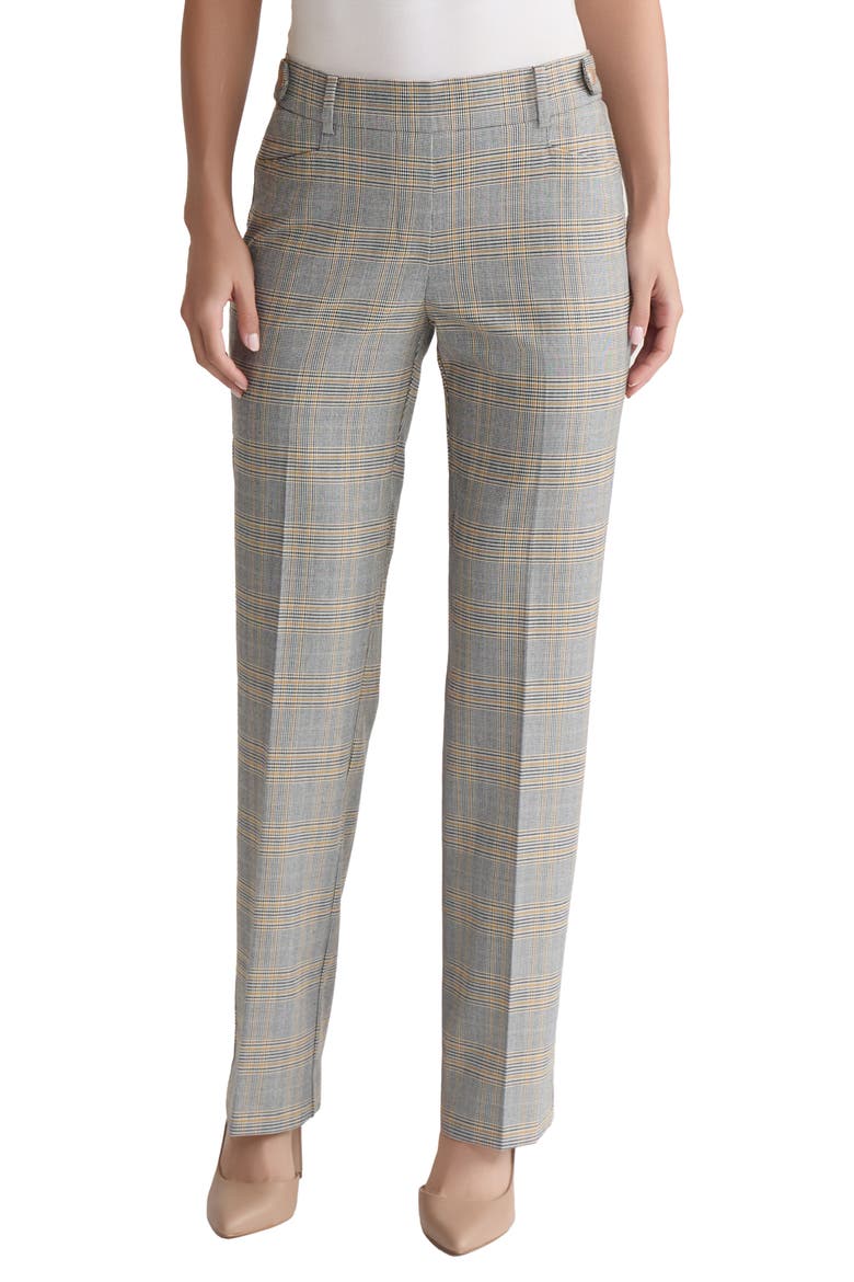 Button Tab Plaid Slim Fit Pants, Main, color, JONAGOLD MULTI