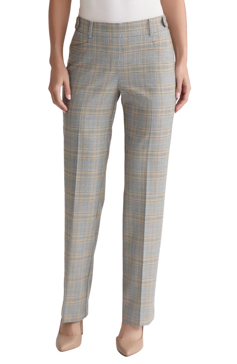 Jones New York Button Tab Plaid Slim Fit Pants, Main, color, Jonagold Multi