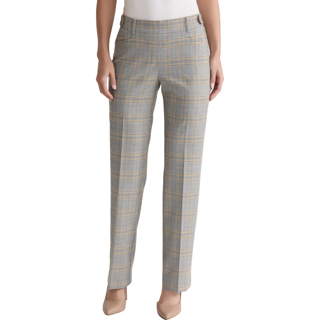 Jones New York Button Tab Plaid Slim Fit Pants In Gray