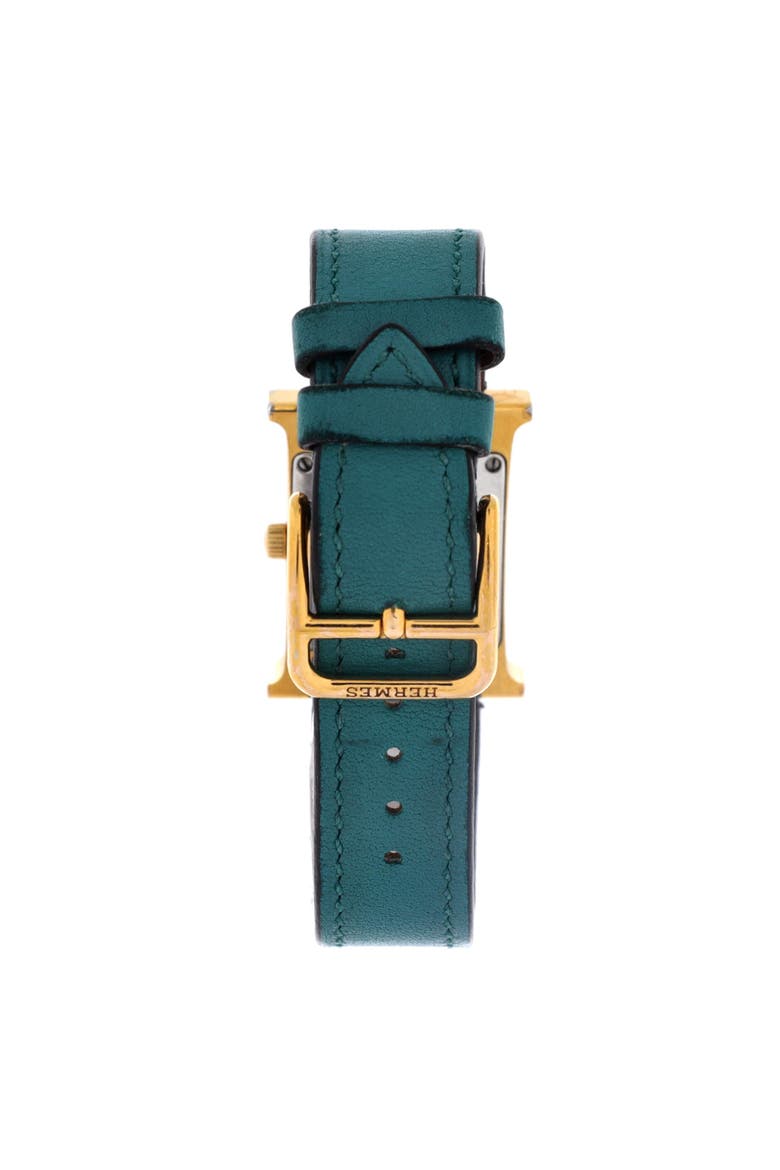 Heure H Quartz Watch Plated Metal and Leather 21, Alternate, color, Green