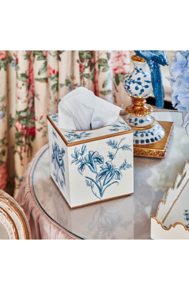 Mrs. Alice Floral Tole Tissue Box, Alternate, color, Blue
